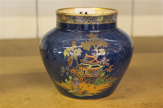 Blue ground Carltonware squat vase